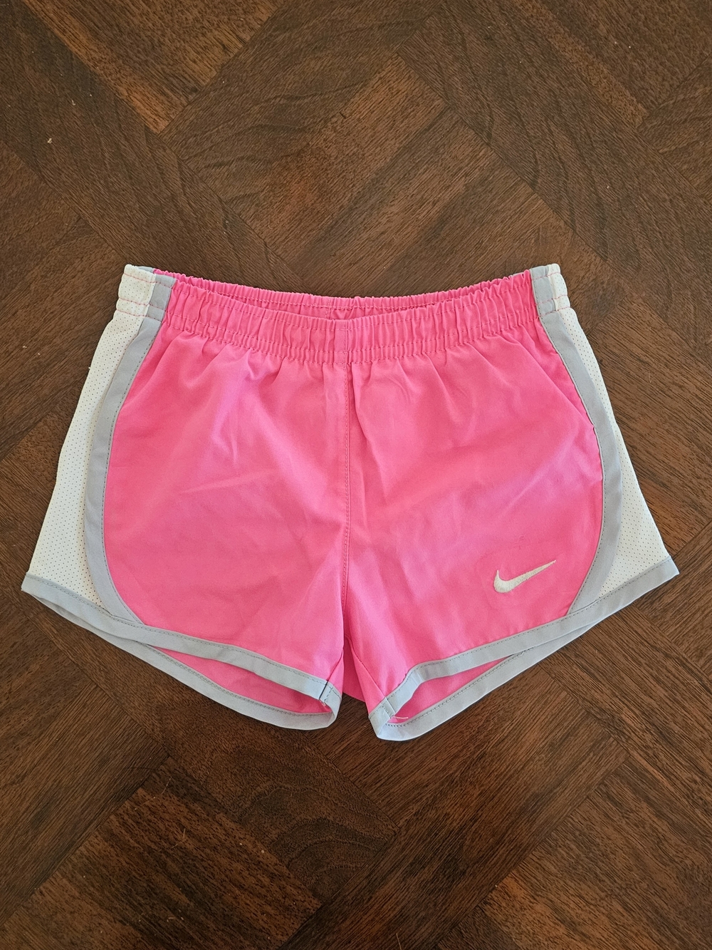 Nike Girls Tempo Hot Pink Athletic Shorts with Light Gray Trim